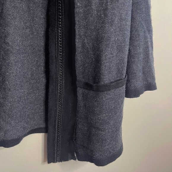 Women’s Ann Taylor Loft Gray Open Cotton Cardigan Sweater 3/4 Sleeve Size Large - Picture 3 of 5